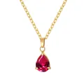 Elegante collana in acciaio dorato con ciondolo in zircone rosso a goccia - July (Birthstone) / Set Ciondolo + Collana / Gold Ruby Red Zirconia
