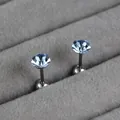Light blue birthstone stud earrings with titanium steel backing and screw balls. - Tanzanite Blue (December)