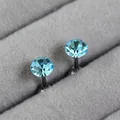 Light blue Czech crystal birthstone stud earrings with titanium steel posts - Aquamarine Blue (March)