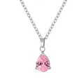 Elegante collana in acciaio inossidabile con un ciondolo in zirconia rosa a pera - Ottobre (Pietra Natale) / Set Ciondolo + Collana / Argento Rosa Zirconia