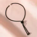 Adjustable black stainless steel box chain bracelet with sliding bead for DIY - Black