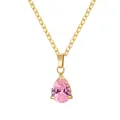 Elegante collana d'oro con ciondolo in zircone rosa a forma di goccia - Ottobre (Pietra Natale) / Set Ciondolo + Collana / Oro Rosa Zirconia