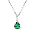 Elegante collana in acciaio inossidabile con ciondolo in zircone verde smeraldo a goccia - May (Birthstone) / Set Ciondolo + Collana / Argento Verde Smeraldo Zirconia