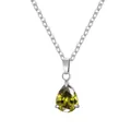 Elegante collana in acciaio inossidabile con un ciondolo a goccia in zircone verde oliva - August (Birthstone) / Set Ciondolo + Collana / Argento Verde Peridoto Zirconia
