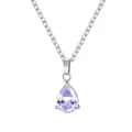 Elegante collana in acciaio inossidabile argento con ciondolo a goccia in zirconia viola - June (Birthstone) / Set Ciondolo + Collana / Argento Alessandrite Zirconia