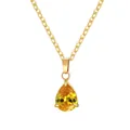 Elegante collana con pendente in zirconia gialla a forma di pera e catena dorata. - Novembre (Pietra Natale) / Set Ciondolo + Collana / Oro Giallo Zirconia