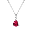 Elegante collana con ciondolo in zircone rosso a goccia su catena in acciaio inossidabile - July (Birthstone) / Set Ciondolo + Collana / Argento Rosso Rubino Zirconia