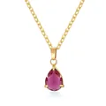 Elegante collana in acciaio inossidabile dorato con pendente in zircone rosso a pera - Stile N. 17 (17) / Set Ciondolo + Collana / Oro Rosso Rosa Zirconia
