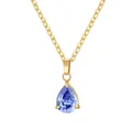 Collana minimalista con pendente in zirconia blu a forma di pera e catena dorata - Dicembre (Pietra Natidale) / Set Ciondolo + Collana / Oro Blu Tanzanite Zirconia