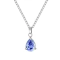 Elegante collana con pendente in zircone blu a forma di pera in acciaio inossidabile - Dicembre (Pietra Natidale) / Set Ciondolo + Collana / Argento Blu Tanzanite Zirconia