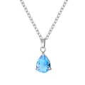 Elegante collana in acciaio inossidabile con ciondolo in zircone blu a forma di pera. - Stile N. 18 (18) / Set Ciondolo + Collana / Silver Aquamarine Zirconia