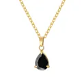 Collana in acciaio inossidabile dorato con pendente in zirconia nera a forma di pera. - Ciondolo a forma di pera (14) / Set Ciondolo + Collana / Oro Zirconia Nero