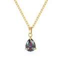 Elegante collana in acciaio dorato con ciondolo in zircone mistico a goccia - Ciondolo a forma di pera (15) / Set Ciondolo + Collana / Oro con Zircone Multicolore
