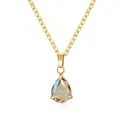 Elegante collana dorata in acciaio inossidabile con pendente in zircone a goccia - Ciondolo a forma di pera (16) / Set Ciondolo + Collana / Oro Zircone AB