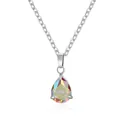 Collana minimalista in acciaio inossidabile con pendente in zircone a goccia cangiante - Ciondolo a forma di pera (16) / Set Ciondolo + Collana / Zirconia AB Acciaio