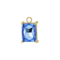 Ciondolo rettangolare in zircone blu 6x8mm con base in acciaio inossidabile dorato DIY - Supporto per Pietra Colore Acciaio / Zirconia Blu Tanzanite di Dicembre