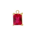 Elegante pendente rettangolare in zircone rosso 6x8mm con montatura in acciaio dorato - Supporto per Pietra Colore Acciaio / Luglio Zirconia Rubino