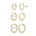 Gold-plated titanium steel hoop earrings with zircons in 8mm, 9mm, and 10mm sizes - Micro-Inlaid Hoop (Single) / 2.0 Wire 8 ID (1 Piece) / Gold