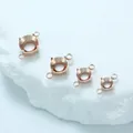 Basi per incastonatura in acciaio oro rosa con due asole, 4 misure - Doppio anello piatto / 5mm / Oro rosa