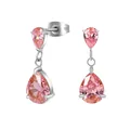 Eleganti orecchini pendenti in zircone rosa a goccia in acciaio al titanio lucido - Argento Zircone Rosa