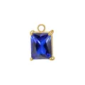 Ciondolo in zircone blu rettangolare con castone in acciaio dorato per gioielli DIY. - Supporto per Pietra Colore Acciaio / Zirconia Blu Reale di Settembre