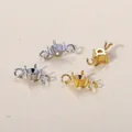 Castoni a griffe in acciaio inossidabile oro e argento con due asole per gioielli DIY. - Stile a Doppio Anello Aperto (01) / 4mm / Colore acciaio
