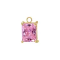 Ciondolo rettangolare in zircone rosa con montatura dorata in acciaio inox per gioielli DIY. - Supporto per Pietra Colore Acciaio / Ottobre Zirconia Rosa