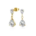 Orecchini in acciaio al titanio dorato con brillanti zirconi AAA a forma di pera. - Zircone Bianco Oro