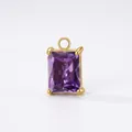 Ciondolo rettangolare in zircone viola 6x8mm con castone in acciaio dorato per gioielli DIY - Supporto per Pietra Colore Acciaio / Febbraio Zirconia Ametista