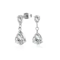 Eleganti orecchini in acciaio al titanio color argento con zirconi AAA a goccia - Zirconia Bianca Argentata