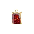 Ciondolo rettangolare in zircone rosso con base in acciaio inossidabile dorato per fai da te - Supporto per Pietra Colore Acciaio / Gennaio Zirconia Granato