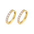 Gold titanium steel hoop earrings with micro-pave white zirconia stones. - Micro-Inlaid Hoop (Single) / 2.5 Wire 10 ID (1 Piece) / Gold