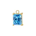 Ciondolo con pietra natale in zircone blu rettangolare e montatura dorata in acciaio - Supporto per Pietra Colore Acciaio / Marzo Zirconia Acquamarina