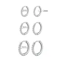 Polished silver titanium steel hoop earrings with CZ stones in 8mm 9mm and 10mm sizes - Micro-Inlaid Hoop (Single) / 2.0 Wire 8 ID (1 Piece) / Steel