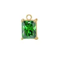 Ciondolo in zircone verde rettangolare 6x8mm con montatura in acciaio dorato lucido - Supporto per Pietra Colore Acciaio / Zirconia Smeraldo (Nano) di Maggio