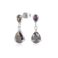 Orecchini pendenti in acciaio al titanio con zirconi a goccia dai colori dell'arcobaleno - Base Argento Zircone Arcobaleno