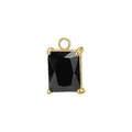 Ciondolo rettangolare in zircone nero con montatura in acciaio inossidabile dorato per gioielli - Supporto per Pietra Colore Acciaio / Zirconia Nero