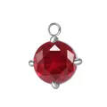 Colgante de circón rojo redondo de 7mm con engaste de acero para creación de joyas DIY - Engaste Color Acero / Julio Rojo Rosa (Rubí)
