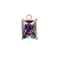 Pendente rettangolare in zirconia arcobaleno 6x8mm in acciaio inossidabile rosa - Supporto per Pietra Colore Acciaio / Zirconia Arcobaleno