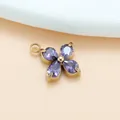 Anhänger in Kleeblattform mit violetten Zirkonia-Steinen und vergoldetem Titanstahl-Finish - Gold Lila Zirkon