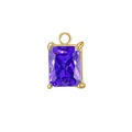 Ciondolo rettangolare con zircone viola e montatura in acciaio inossidabile dorato DIY - Supporto per Pietra Colore Acciaio / 16 Zirconia Blu Violetto