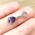 Elegante colgante de circón púrpura en forma de lágrima con cierre de resorte de acero inox - Circón Púrpura / Pera / Color acero