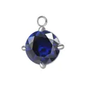 Elegante colgante redondo de circonita azul oscuro de 7 mm con engaste de acero - Engaste Color Acero / Septiembre Circonia Azul Zafiro