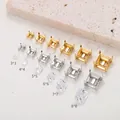 Engastes de garra cuadrada de acero titanio con circones, medidas de 3x3 a 8x8mm - Cubo Cuadrado (4x4mm) / Dorado