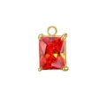 Ciondolo rettangolare in zircone rosso in acciaio inossidabile dorato per gioielli fai da te - Supporto per Pietra Colore Acciaio / 15 Rosso Arancio