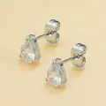 Elegante zilverkleurige titaniumstalen oorknopjes met peervormige zirkonia-stenen - Waterdruppel Witte Zirconia Paar / Staalkleur