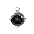 Colgante de circonita cúbica negra de 7 mm con engaste de acero inoxidable DIY - Engaste Color Acero / 14 Circonia Negra