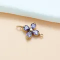 Purple zircon four-leaf clover connector for DIY jewelry making - Four-Leaf Clover (01) / Gold Base Purple Zirconia