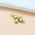 Golden clover pendant connector with yellow zircon stones for handmade jewelry - Four-Leaf Clover (01) / Gold Base Golden Yellow Zirconia