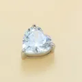 Colgante de circonita cúbica en forma de corazón y acero de titanio para bisutería DIY - Engaste Color Acero / Zirconia Blanca Abril
